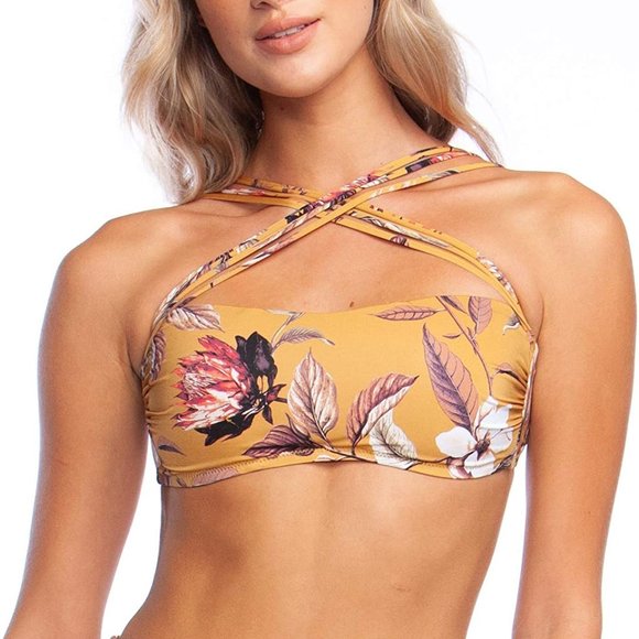 BCBG Gold Floral Bikini Bandeau & Bottom - Picture 3 of 4